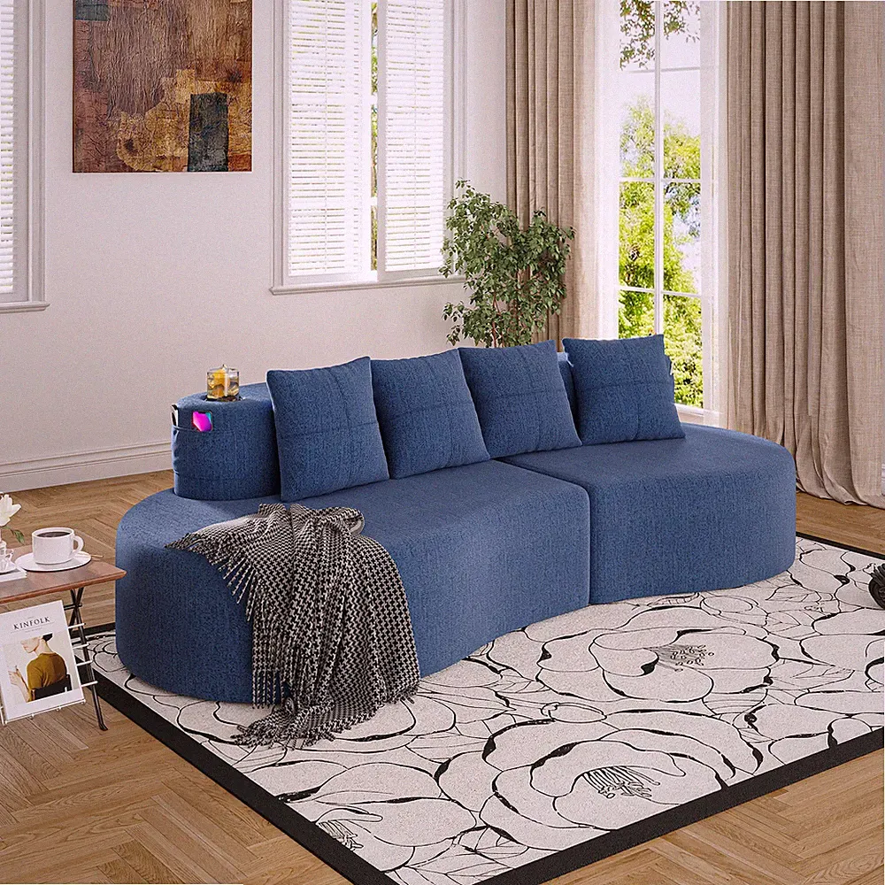 Modern Curved Sectional 3 Seat Minimalist Elegant Half Moon Sofa Compressed