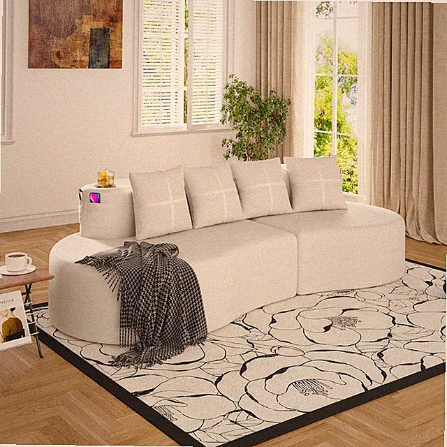 Modern Curved Sectional 3 Seat Minimalist Elegant Half Moon Sofa Compressed Mod