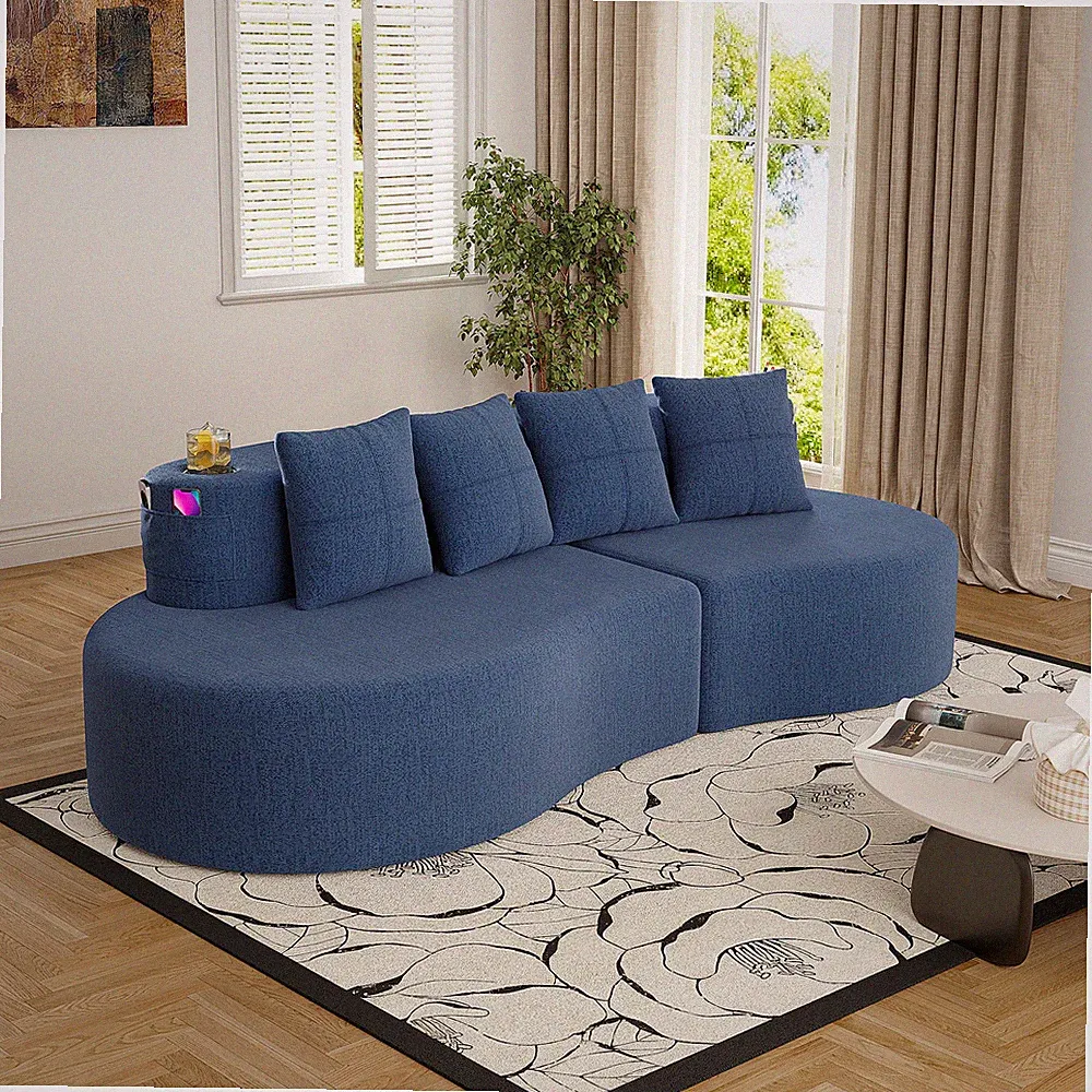 Modern Curved Sectional 3 Seat Sofa Elegant Half Moon Sofa Compressed Sofa Couch