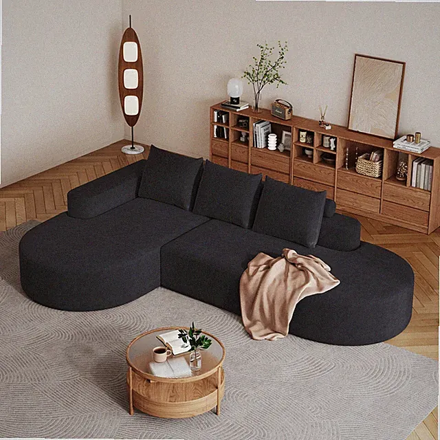 Modern Curved sofa ,Chenille Upholstered Sectional Sofa Couch Set,Modular 108.