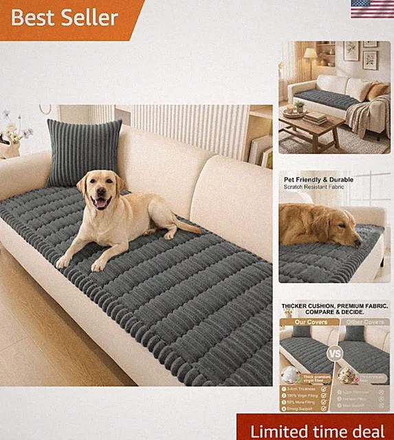 Modern Dark Grey Sofa Slipcover for Pets - Washable, Non-Slip Design 27.6" x 59"