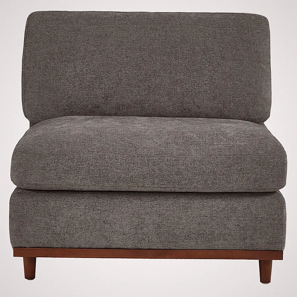 Modern Down Filled Upholstered Middle Armless Sofa Sectional Modular Couch Grey