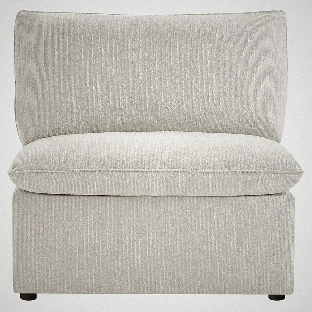 Modern Down Filled Upholstered Middle Armless Sofa Sectional Modular Couch Snow