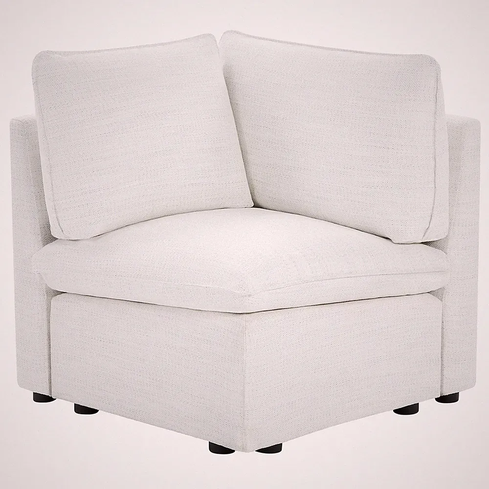 Modern Down Filled Upholstered Middle Corner Sectional for Modular Couch, Cream