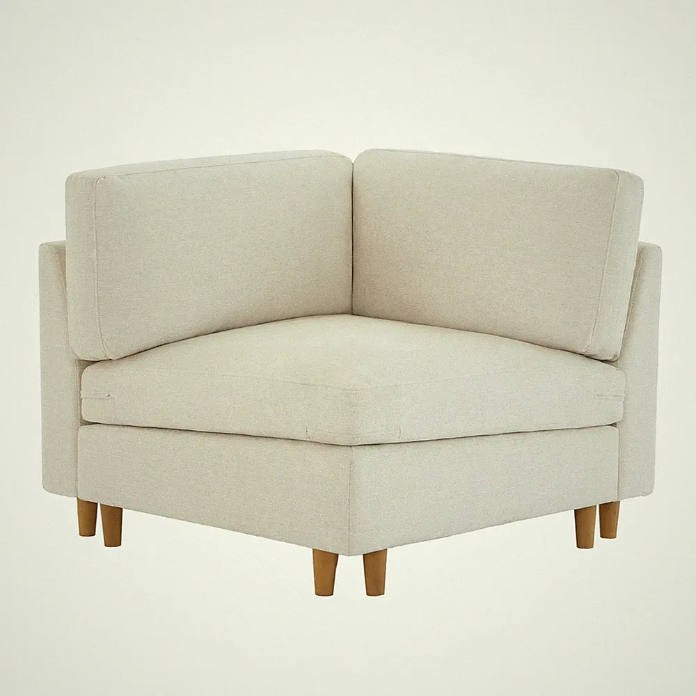 Modern Down Filled Upholstered Middle Corner Sectional for Modular Couch, Linen
