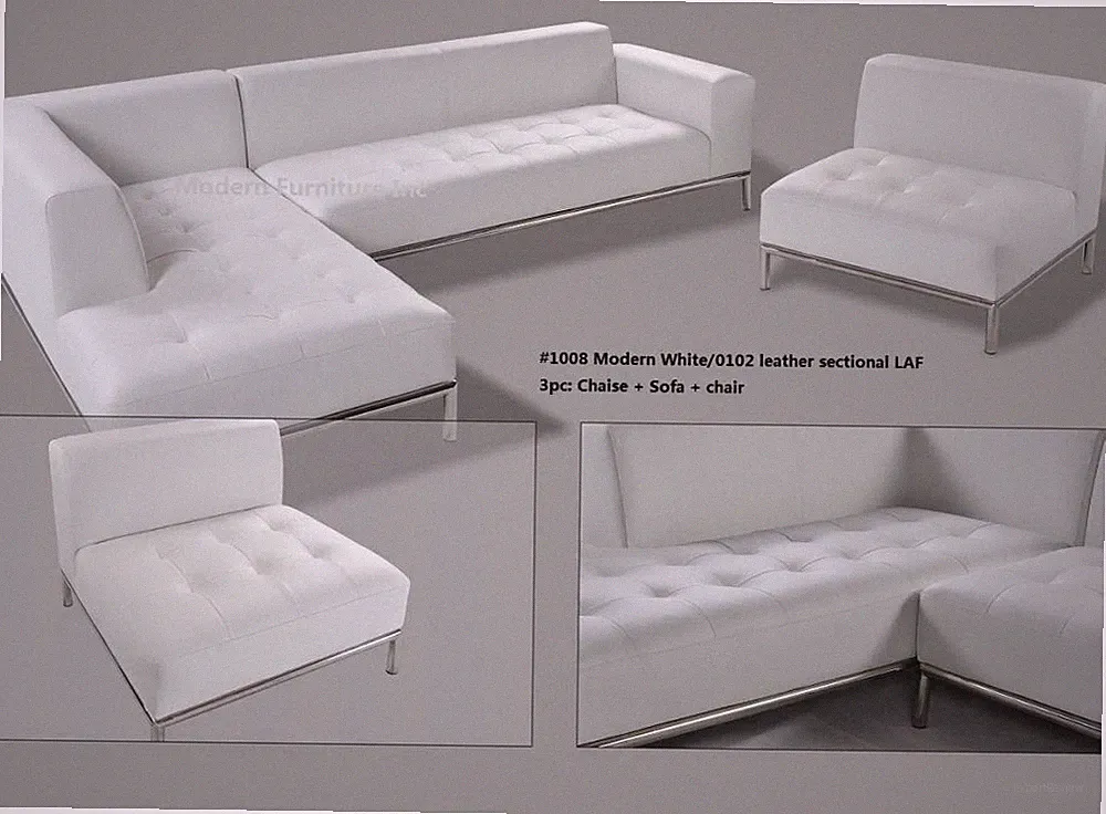 Modern Elegant classic design white Leather Sectional 4 pieces set #1008
