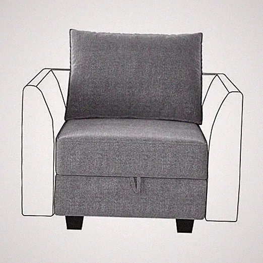 Modern Fabric Middle Module for Modular Sofa Customizable Sectional Sofa