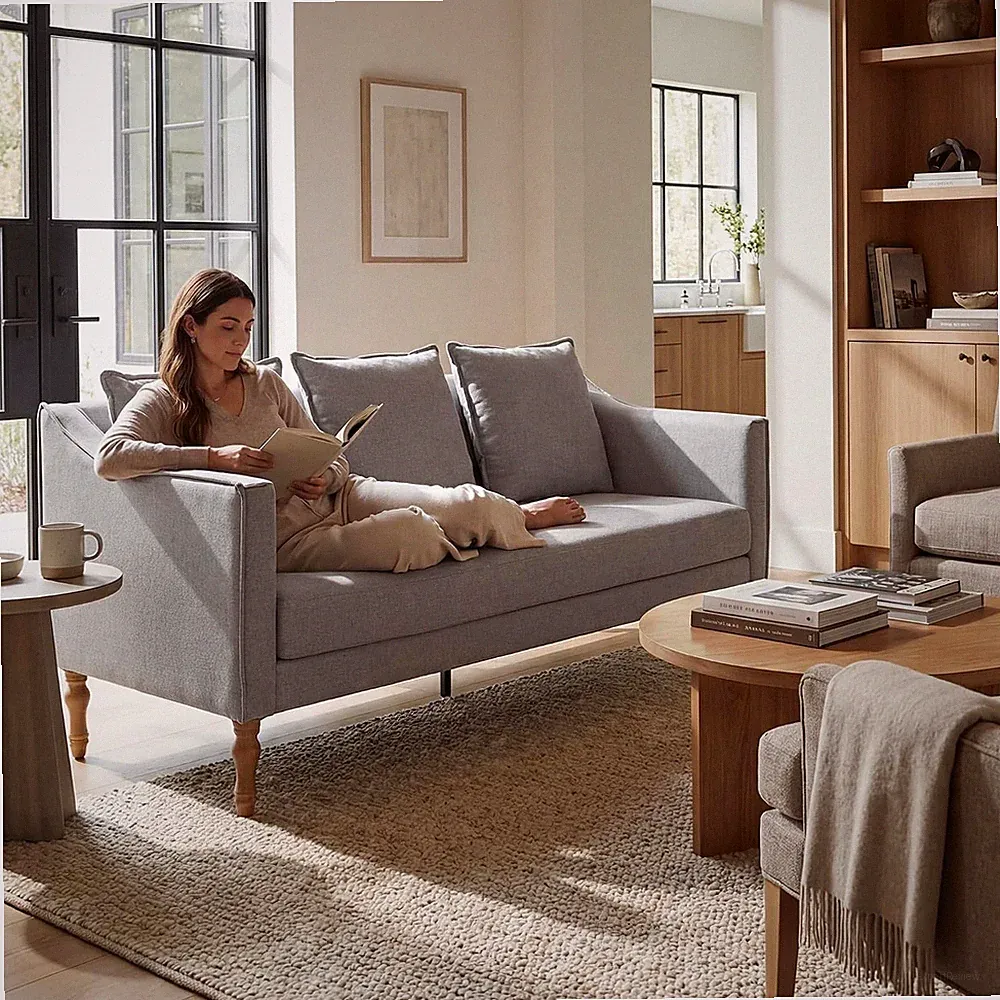 Modern Farmhouse Couch for Living Room Country Rustic Loveseat W/ Antique Wood