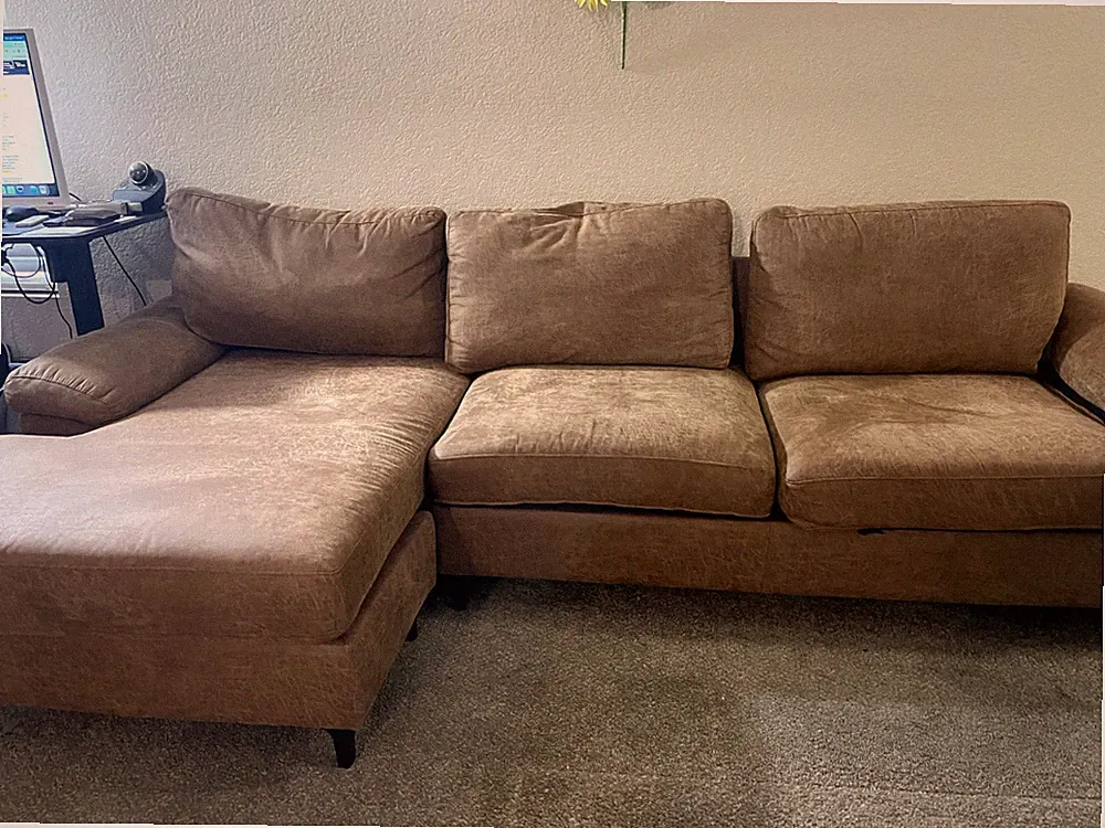 Modern Faux Leather Sectional Sofa with Chaise (Right/Left)