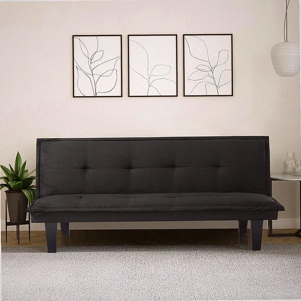 Modern Faux Suede Convertible Futon Sofa Bed Upholstered Couch Pull Out Sleeper