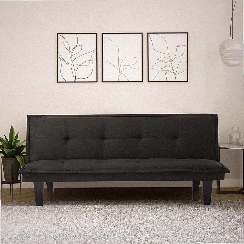 Modern Faux Suede Convertible Futon Sofa Bed,Upholstered Futon Couch