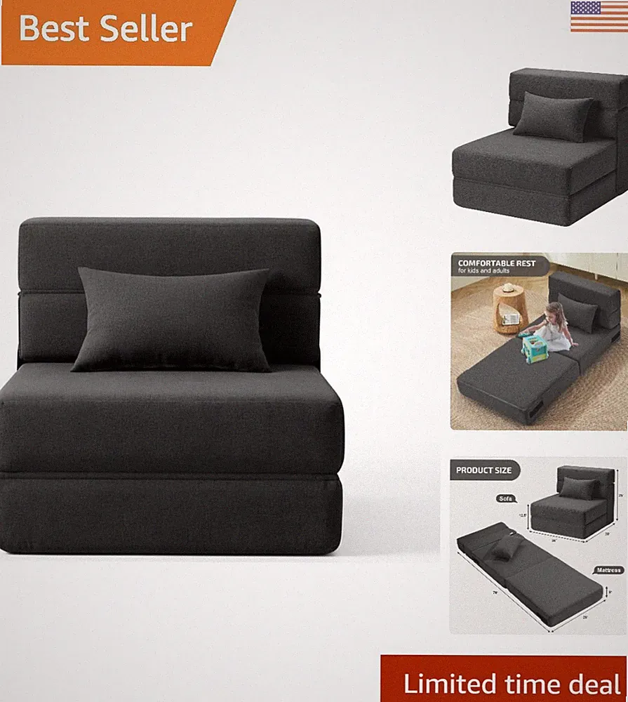 Modern Foldable Sofa Bed with Pillow - Memory Foam Sleeper for Small Spaces
