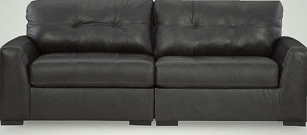 Modern Gray Leather Match 2-Piece Sectional Loveseat with Loose Cushions
