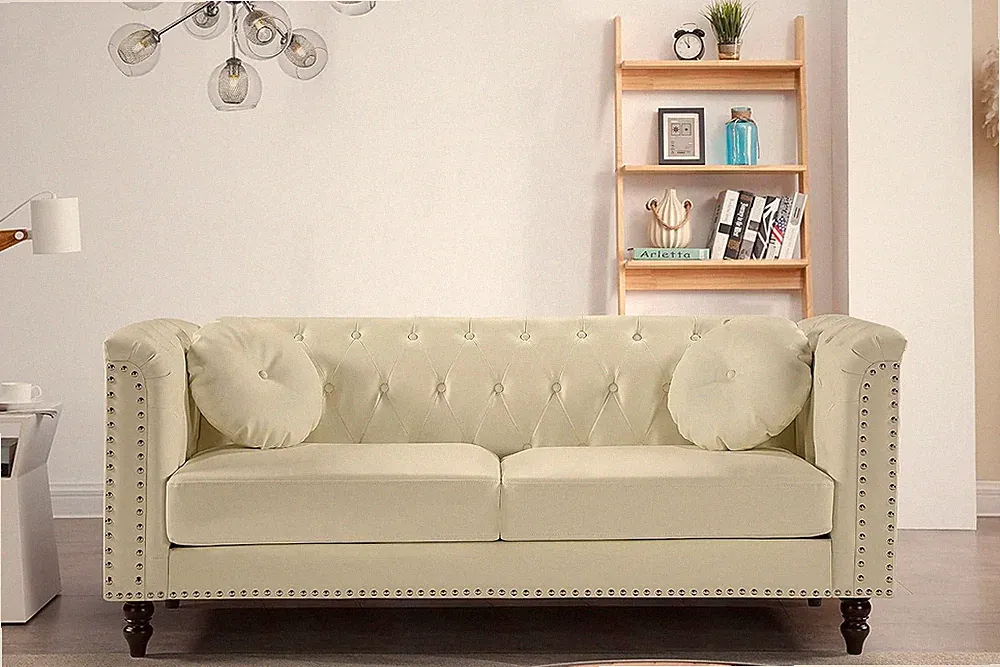 Modern Gray Velvet Chesterfield Sofa with Nailhead Trim - S5370-S Kittleson