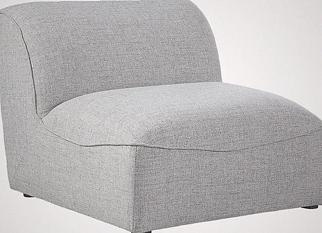 Modern Grey Armless Modular Sofa - Miramar Collection, 33"W x 38"D x 28.5"H
