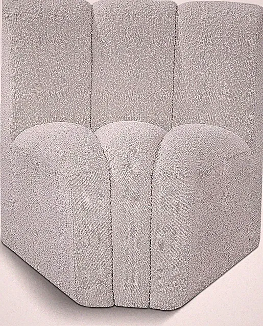 Modern Grey Boucle Curved Corner Sofa - Modular & Stylish, 33"W x 31"D x 30"H