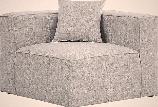 Modern Grey Corner Cube Modular Sofa - Linen Textured Upholstered 36" x 36