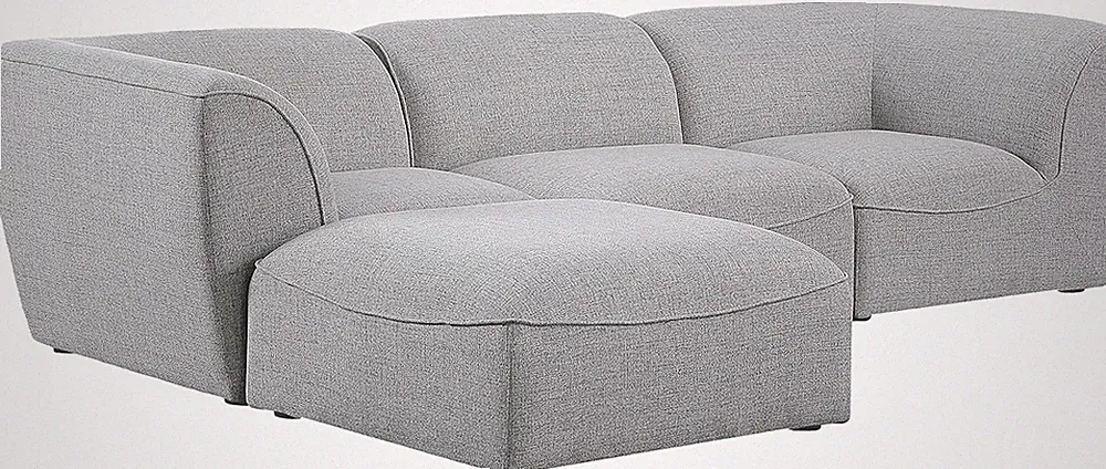 Modern Grey Linen Textured Modular Sectional Sofa - 109" W x 73" D