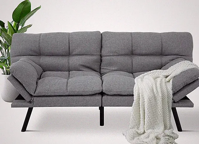 Modern Grey Memory Foam Futon Sofa Bed for Small Spaces, 71" X 33" X 31.5
