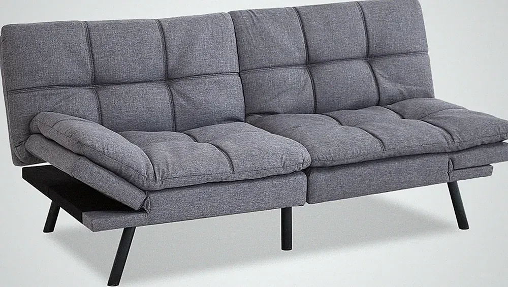 Modern Grey Memory Foam Futon Sofa Bed for Small Spaces & Apartments