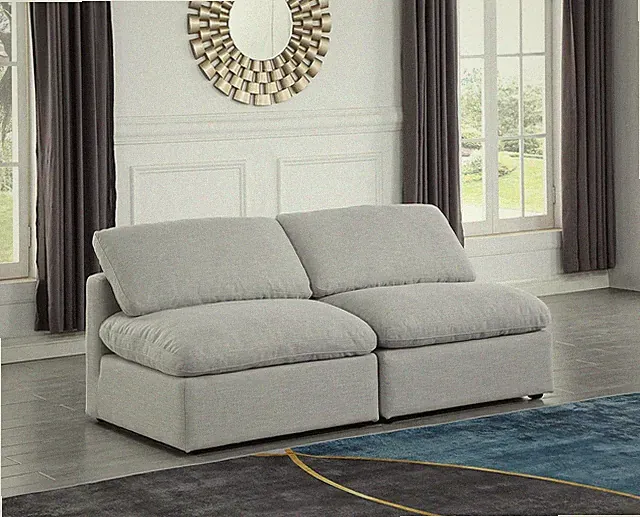 Modern Grey Modular Sofa with Down Feather Cushions - 70" W X 35" D X 32" H