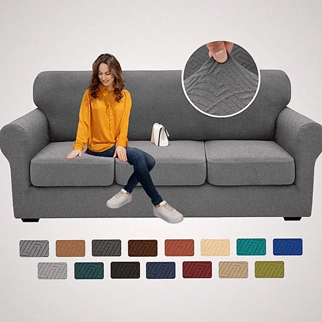 Modern Jacquard Sofa Cover Set, Stretchable Couch Protector