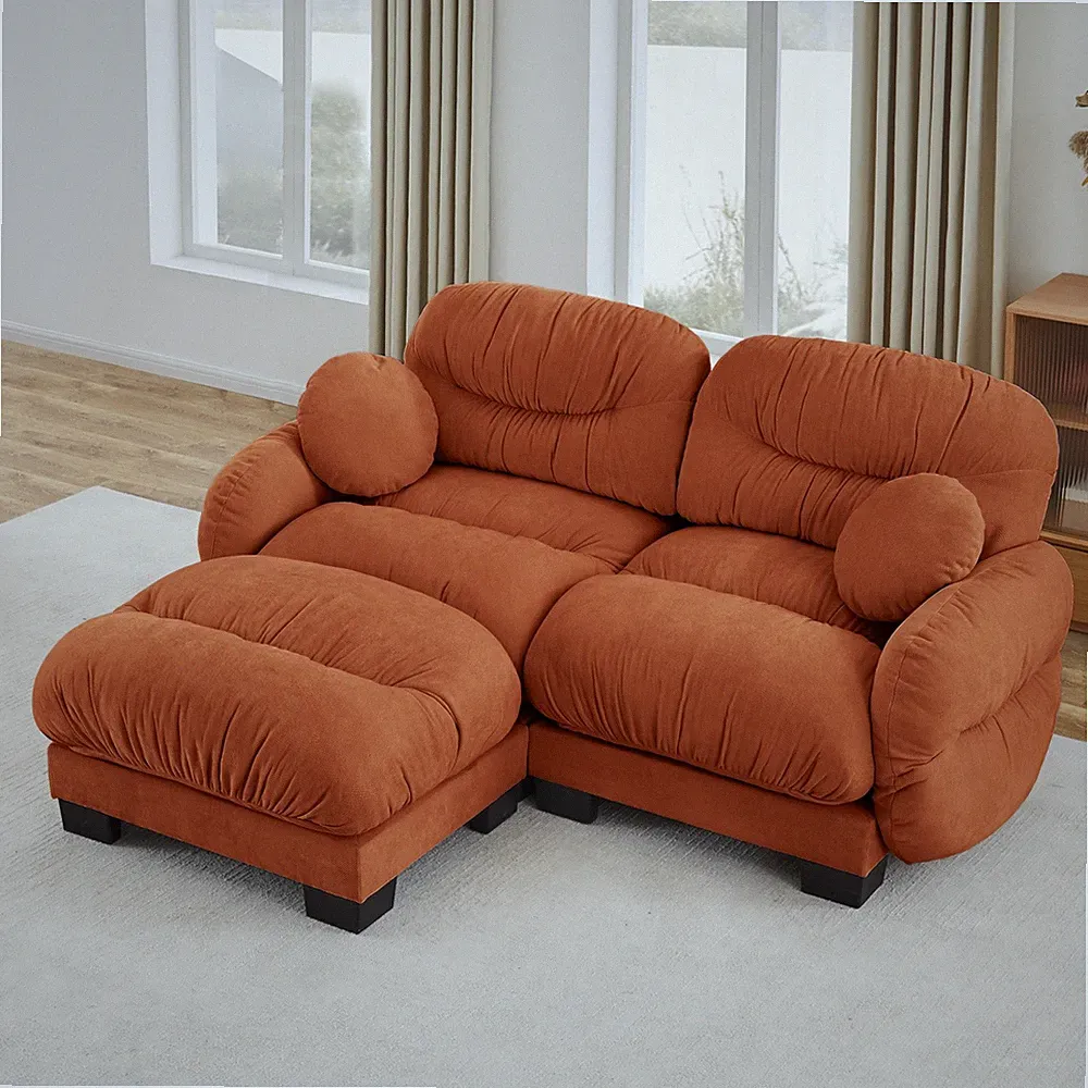 Modern L Shape Modular Sectional Sofa Chenille Cozy w/ Ottoman for Small Space