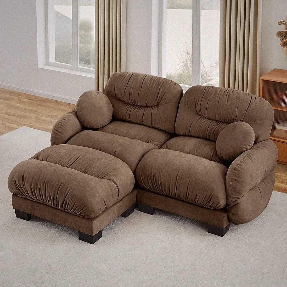 Modern L Shape Modular Sectional Sofa Chenille Cozy w/ Ottoman for Small Space