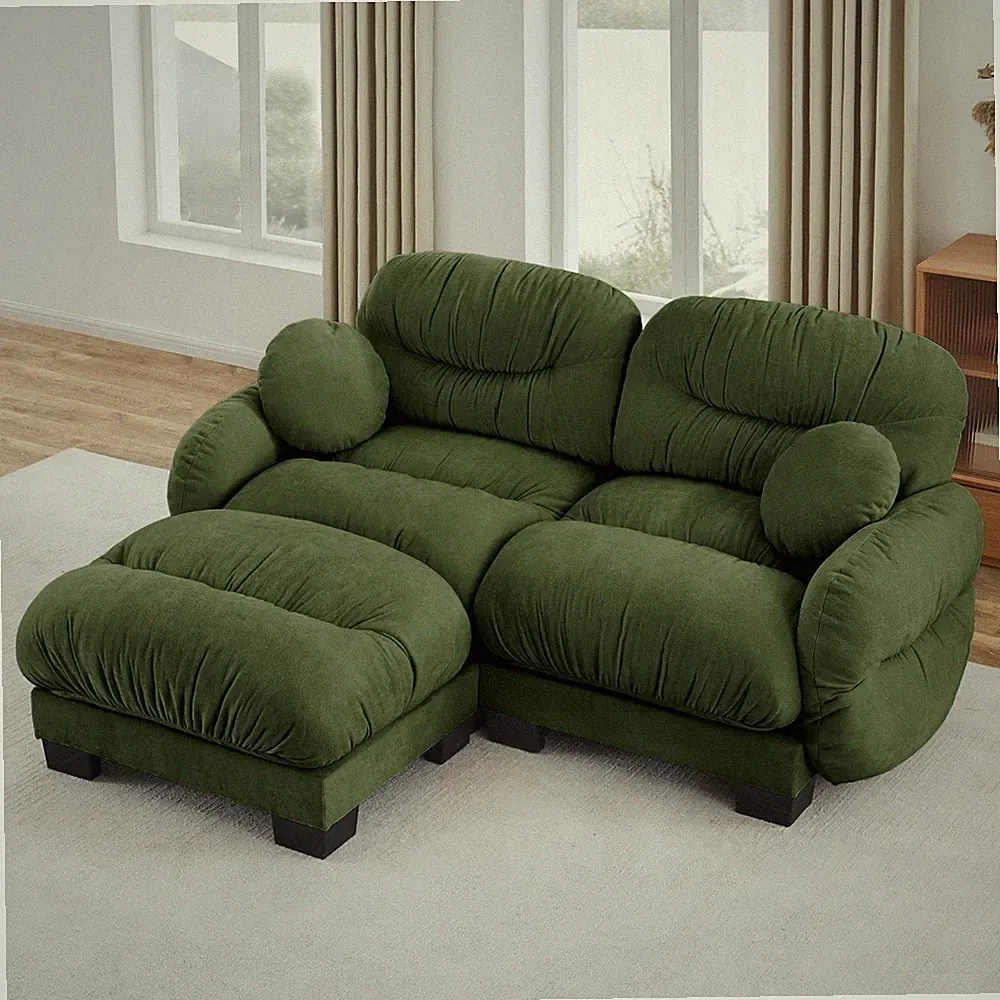 Modern L Shape Modular Sectional Sofa Chenille Cozy w/ Ottoman for Small Space
