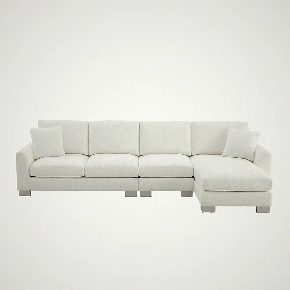 Modern L Shape Sectional Sofa Chenille Modular Couch with Chaise For Living Room