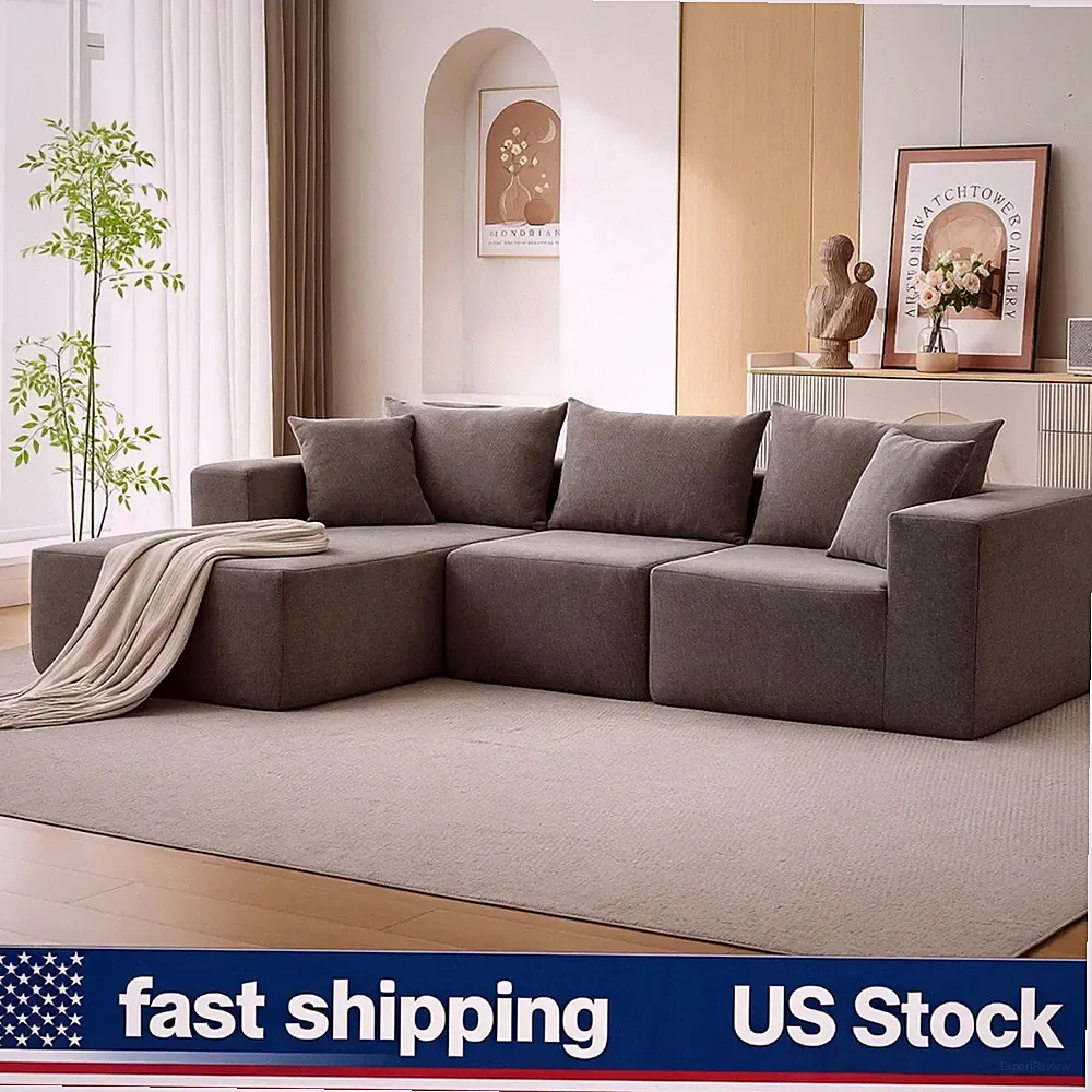 Modern L-Shaped 108in Modular Sectional Sofa with Chaise, Cloud Couch, Deep Seat