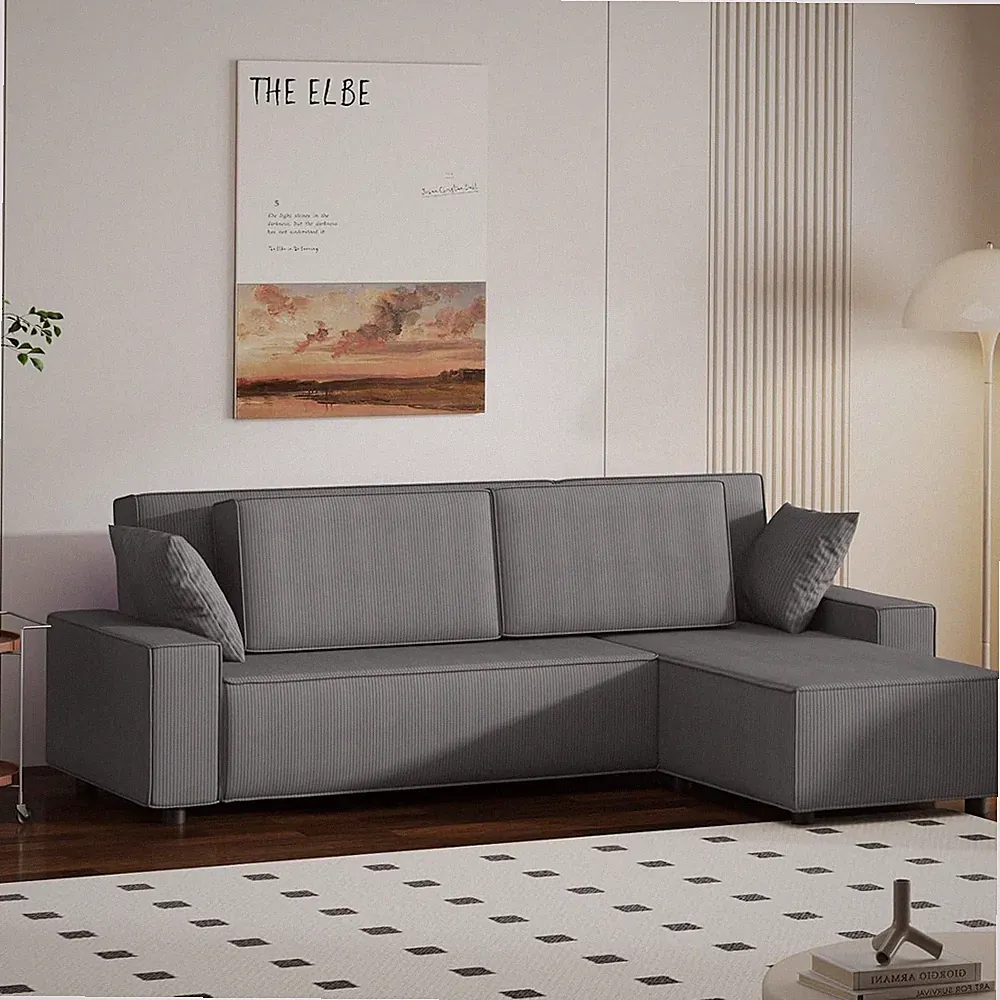 Modern L-Shaped Modular Sectional Sofa with Ottoman 3-Seater for Living Room
