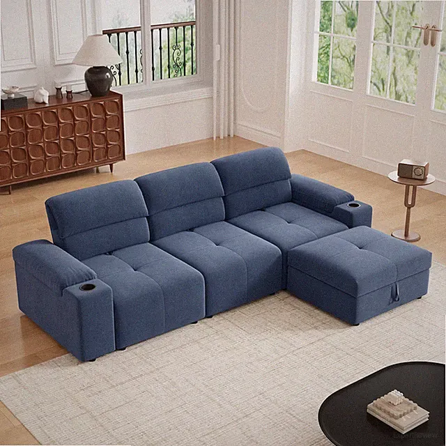 Modern L-shaped sectional sofa, 105-inch cloud sofa, adjustable backrest, 4-se