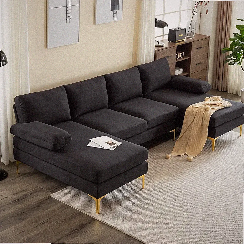 Modern Large U-Shape Sectional Sofa with 2 Extra Wide Chaise Couch