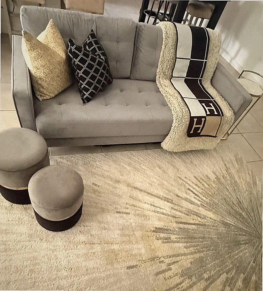 Modern Light Gray Velvet Sectional Sofa 3-Seat Wood Frame 74.8 x 29.9