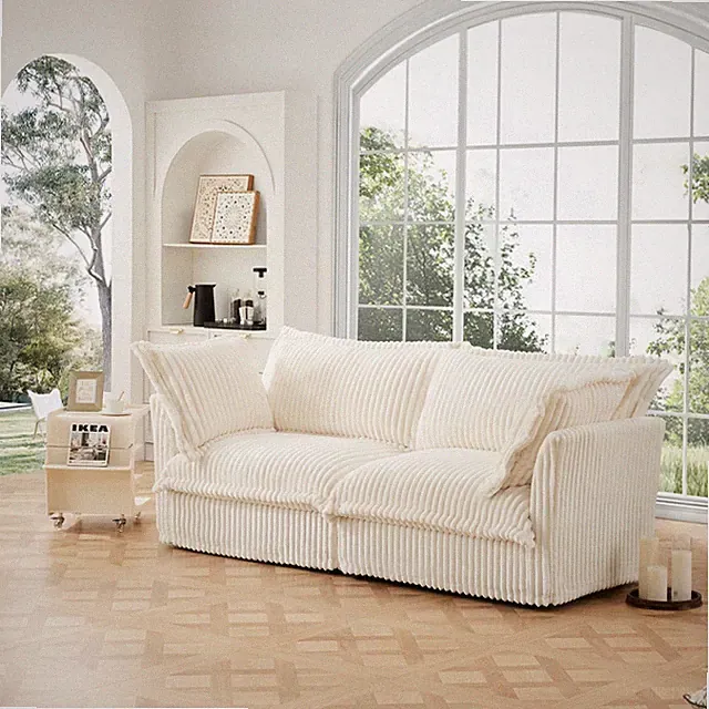 Modern Loveseat Sofa 2-Seater Corduroy Upholstered Sofa Couch Living Room Sofa