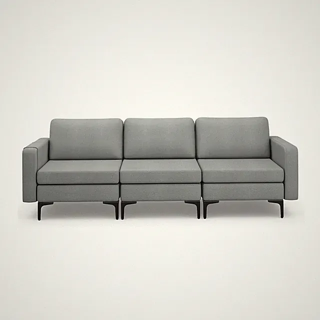Modern Loveseat Sofa 3-Seat Sofa Couch w/Backrest & Armrest & Cushions Dark Grey