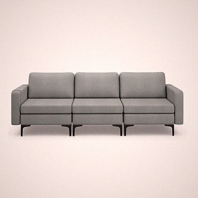 Modern Loveseat Sofa 3-Seat Sofa Couch w/Backrest & Armrest & Cushions Dark Grey