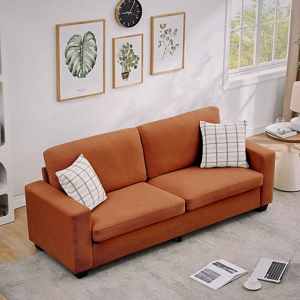 ✨Modern Loveseat Sofa for Living Room, 83" Comfy Corduroy Couches Cloud Couch