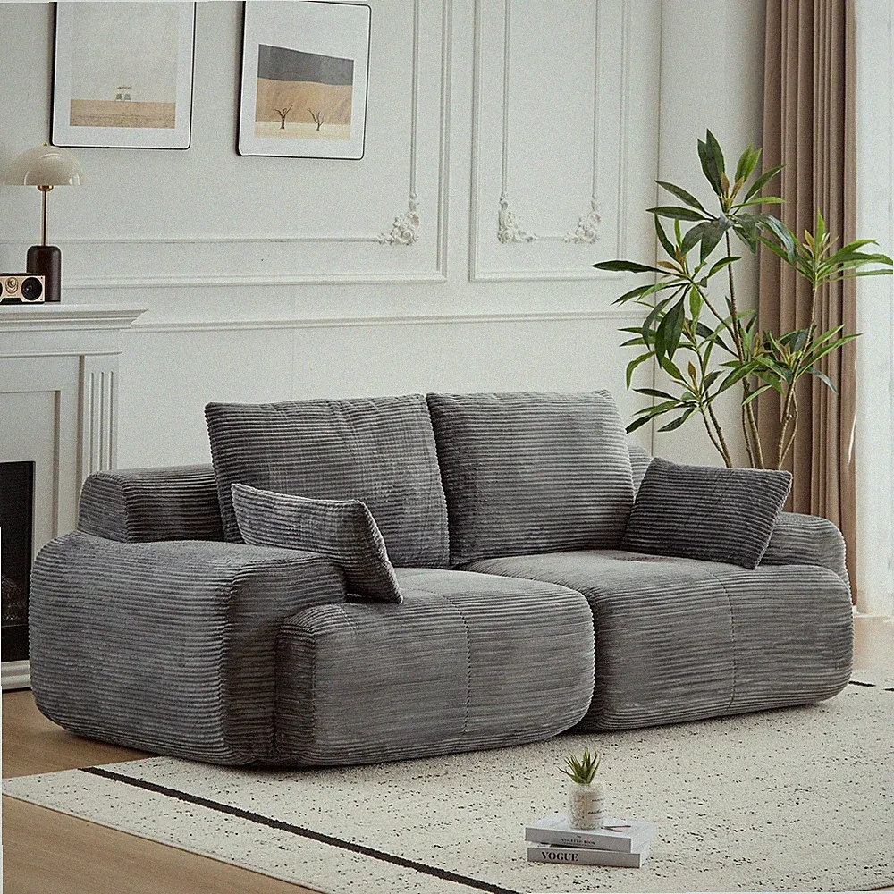 Modern Memory Foam Compressed Sofa,2 Seater Large Sectional Couches for Living R