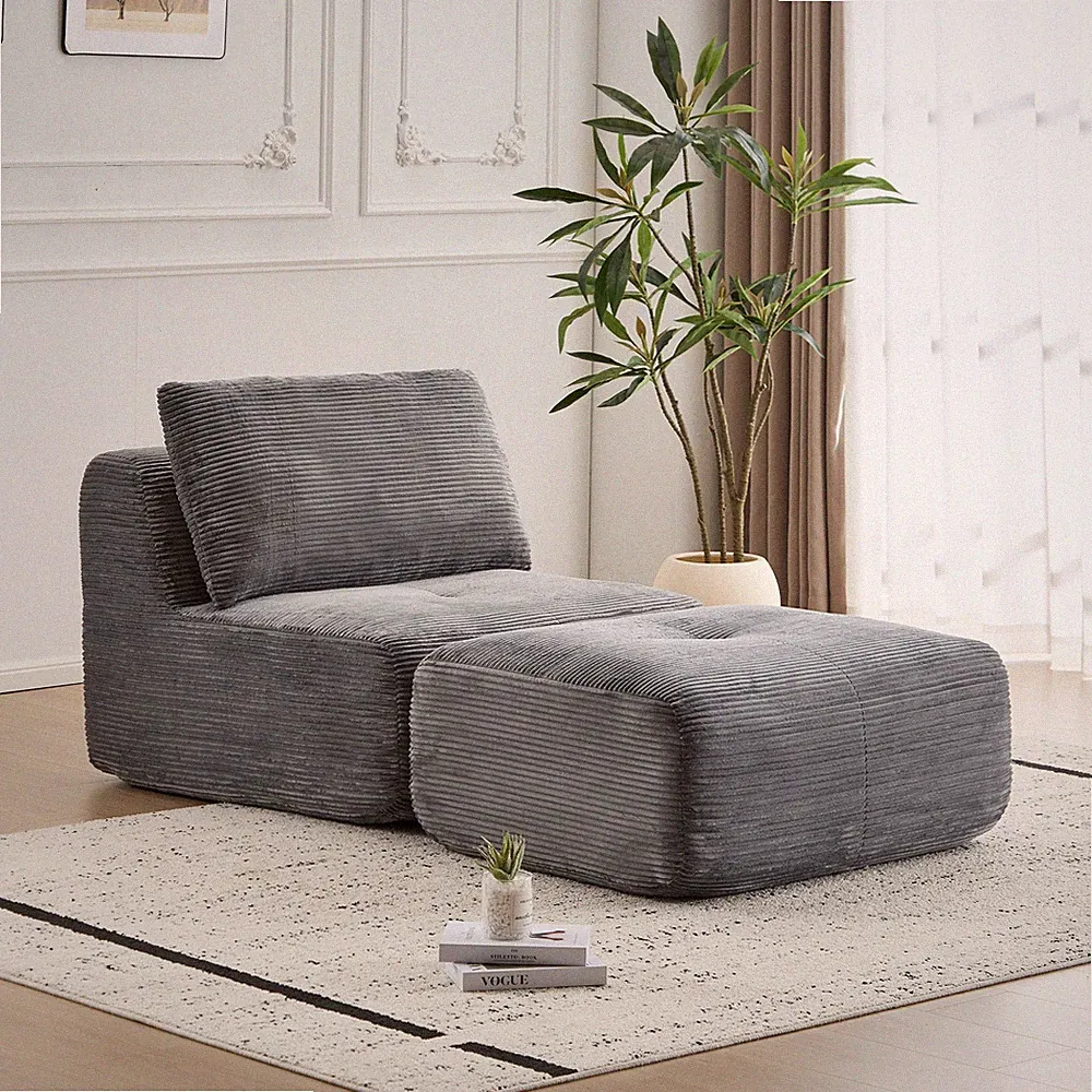 Modern Memory Foam Compressed Sofa,Single Chaise Longue for Living Room,Pet-Frie