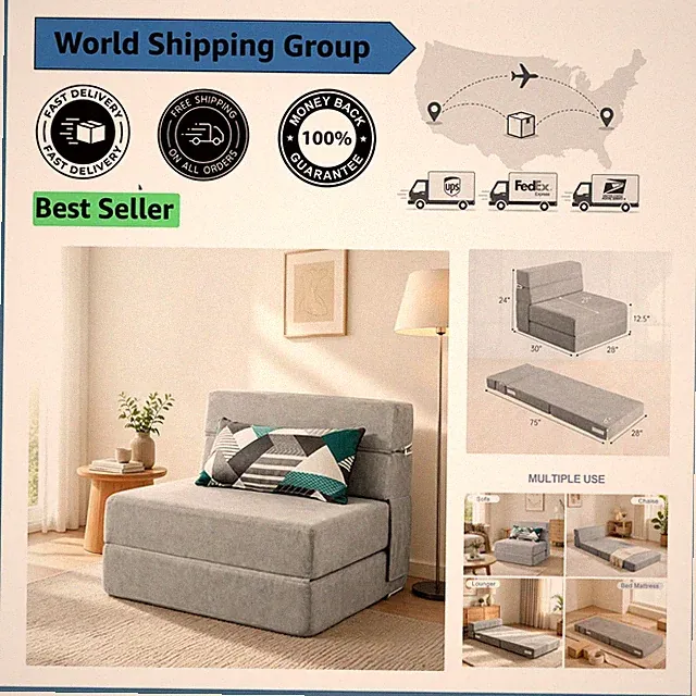 Modern Memory Foam Folding Sofa Bed with Pillow - Perfect for Small Spaces