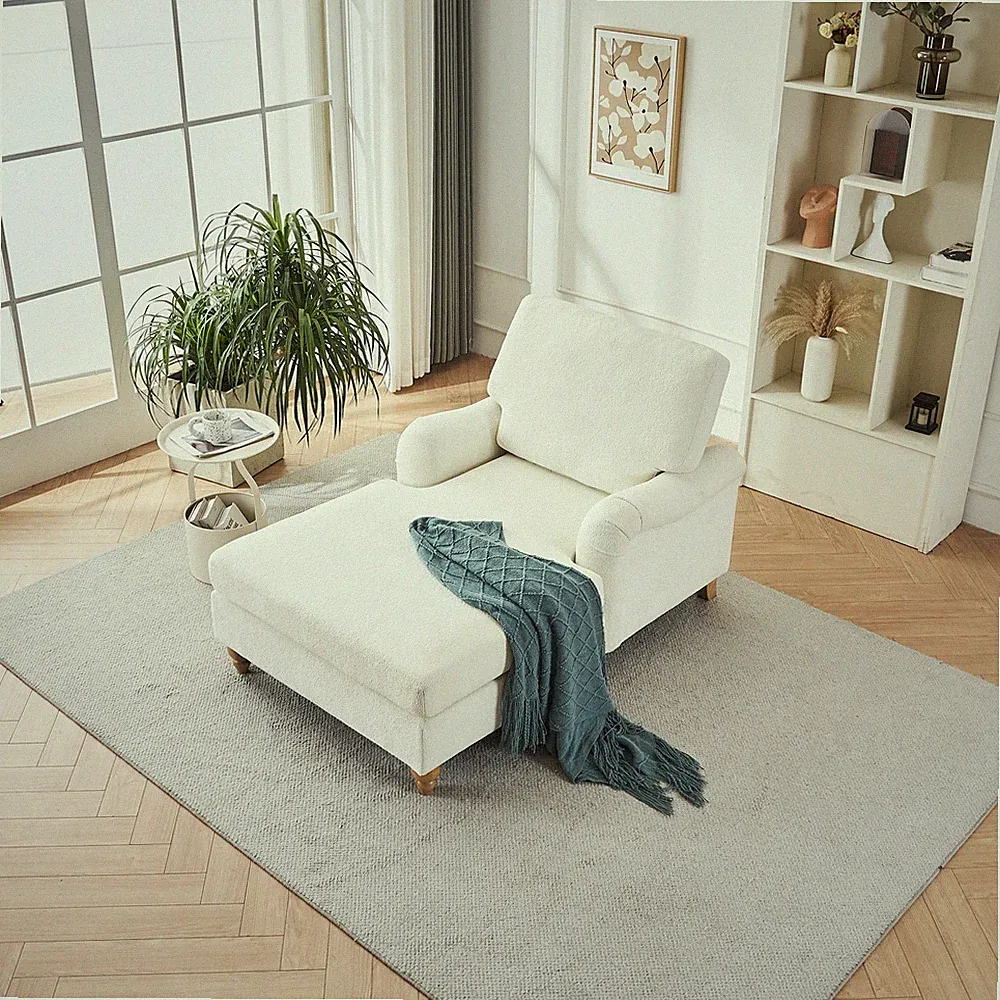 Modern Mid-Century Indoor Oversized Chaise Lounger Comfort Sleeper Sofa with S