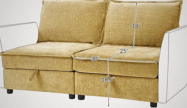 Modern Middle Module for Sectional Sofa Couch, Armless Loveseat Sofa, 2 Seat Inc