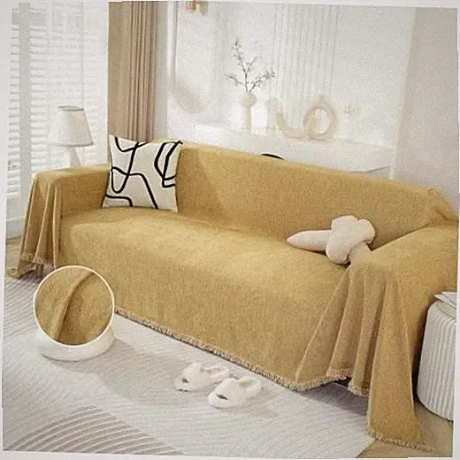 Modern Minimalism Couch Cover Pets 71" x 118" Herringbone Mustard Yellow