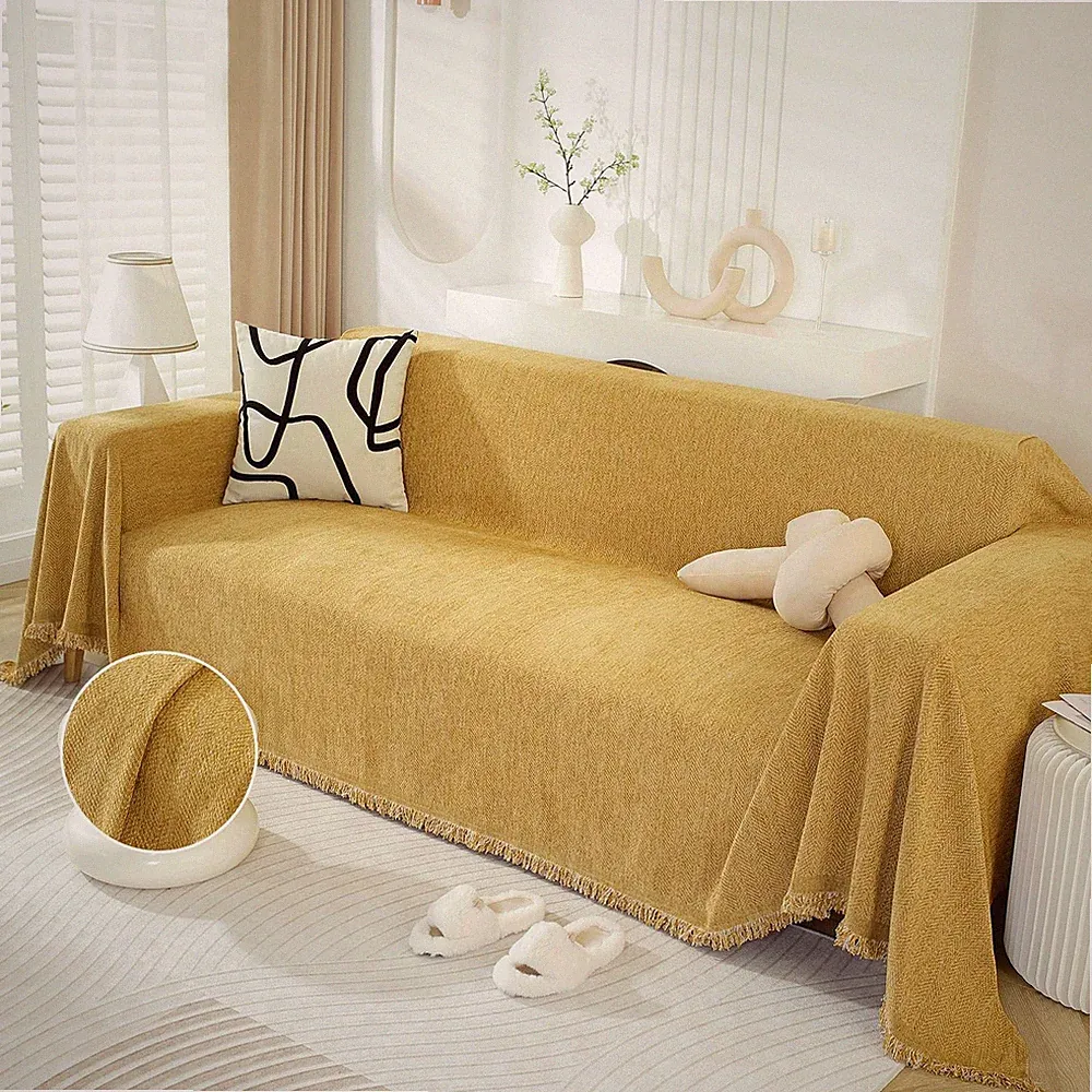 Modern Minimalism Mustard Yellow Couch Cover Sectional Sofa Covers for 3 Cush...