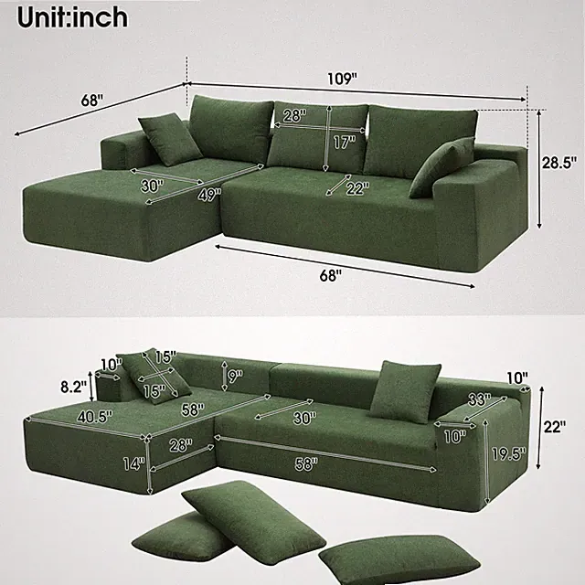 Modern minimalist compressed sofa cushions, free combination for 2 PCS