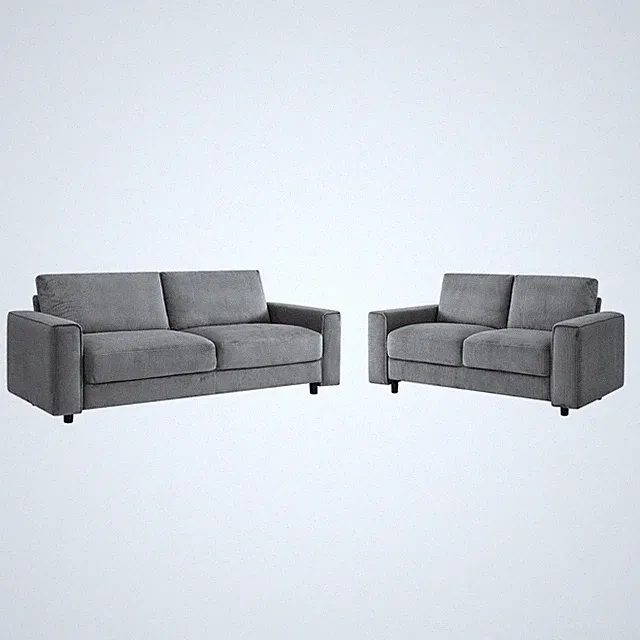 Modern Minimalist Grey Corduroy 2-Piece Sectional Sofa