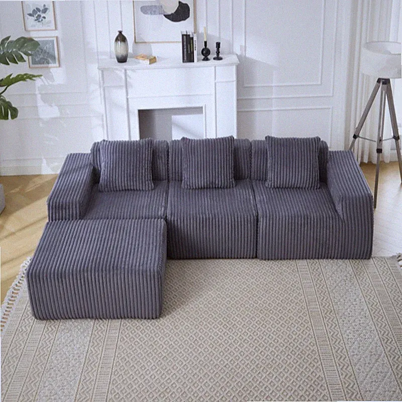 Modern Minimalist Modular Sectional Sofa L-Shape Upholstered Cloud Couch