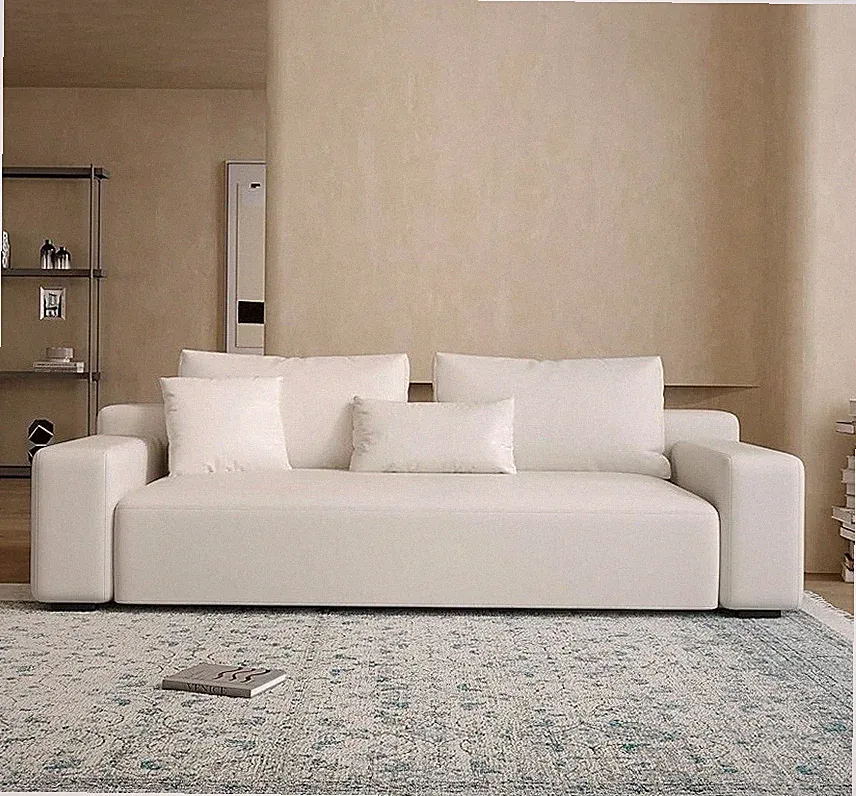 Modern Minimalist Sofa, Vegan Leather Couch